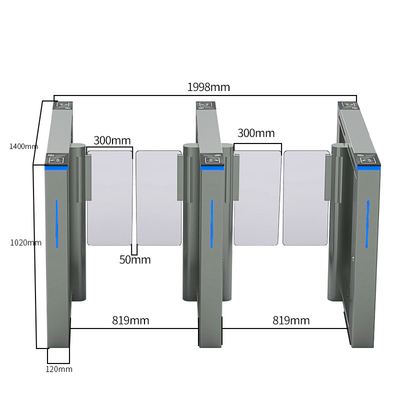 AC110V Automated Gate Systems 600mm Width Turnstile Gate With Card Reader